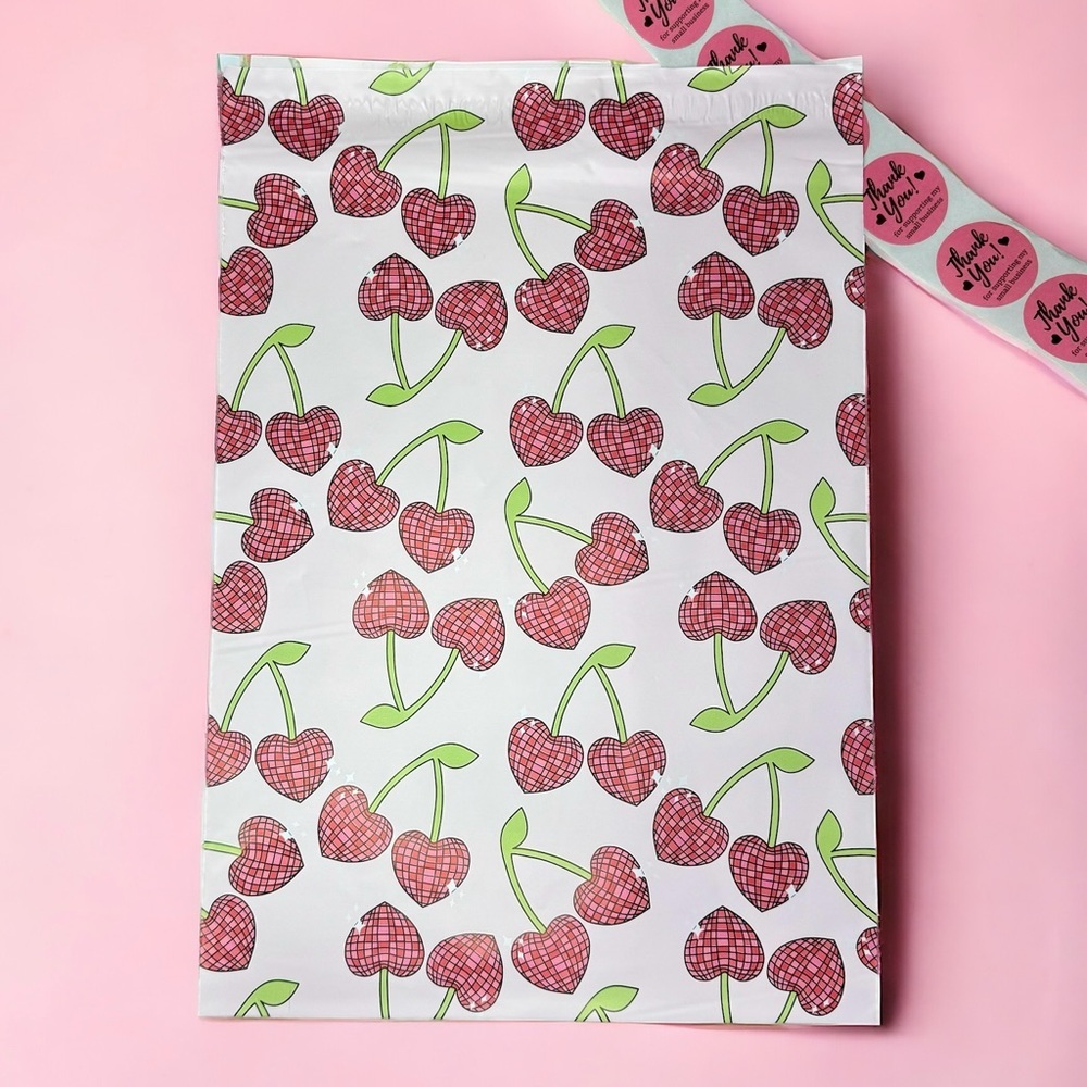 Cherry Bling Pink Shipping Bags Polymailers Poly Mailers Spring Summer 25 Pack